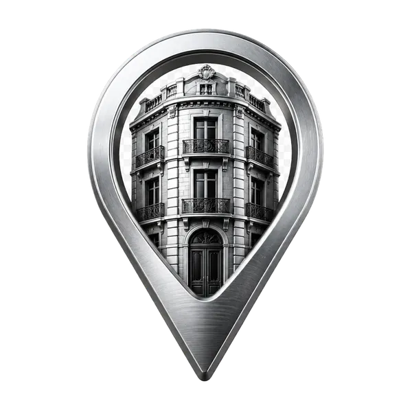 Pin metálico con edificio del Eixample