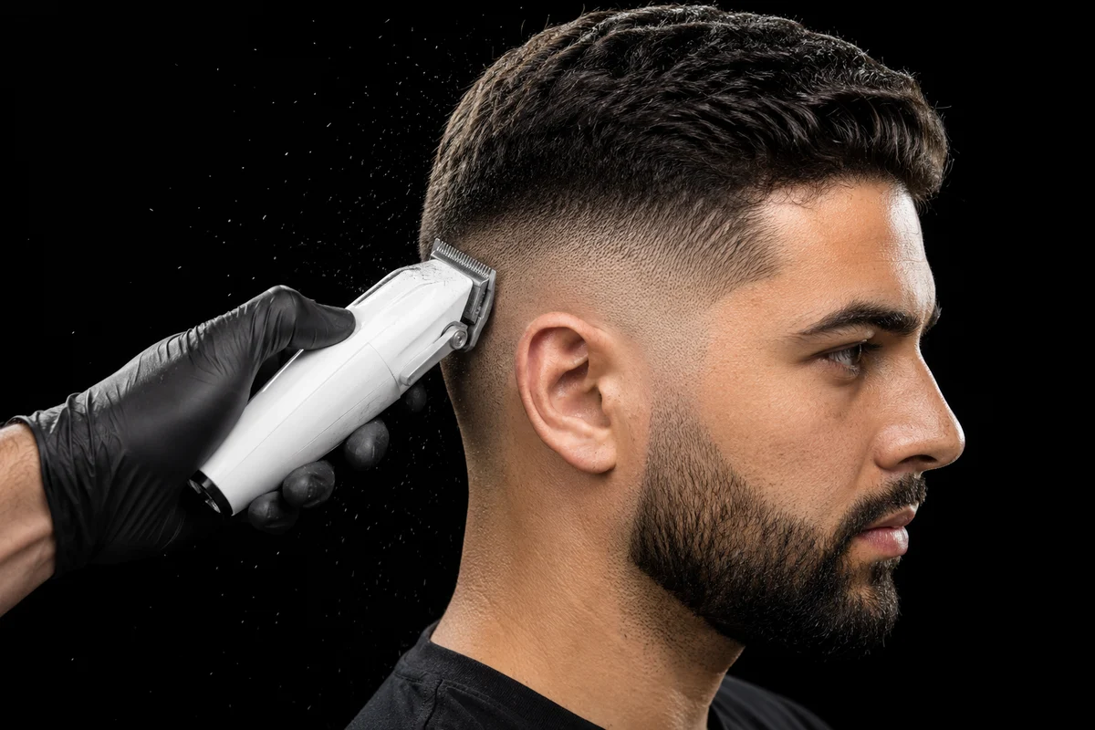 Mid fade con maquinilla en Next Level 47 Barber Studio